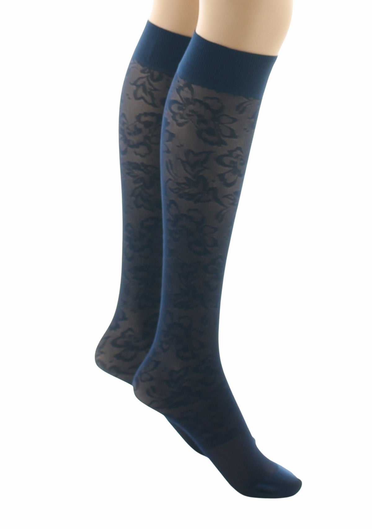Mi-bas fins 40 deniers Berthe Dentelle Bleu marine MARINE