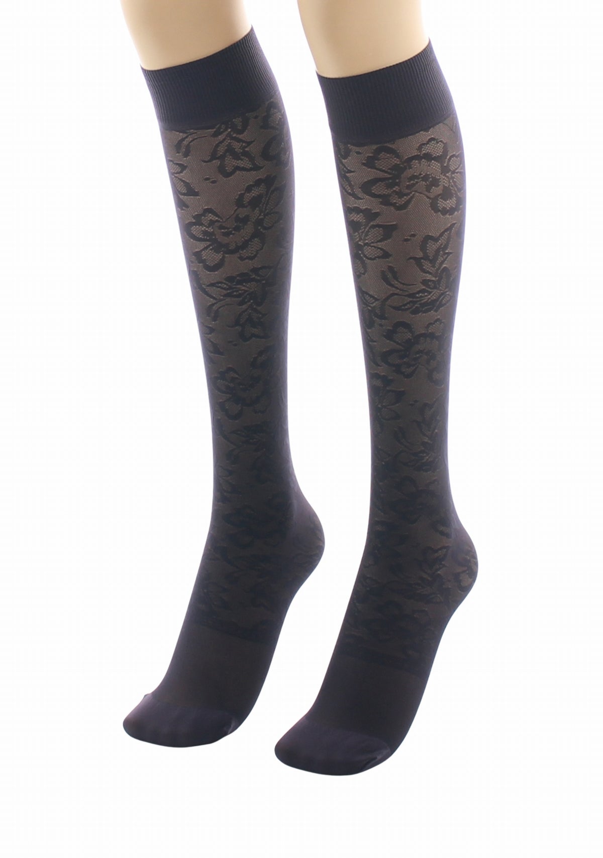 Mi-bas fins 40 deniers Berthe Dentelle Prune PRUNE