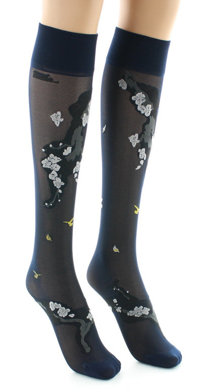 Mi-bas fleurs japonaises Beige BEIGE