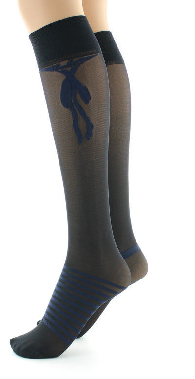 Mi-bas nœuds et rayures Marine MARINE