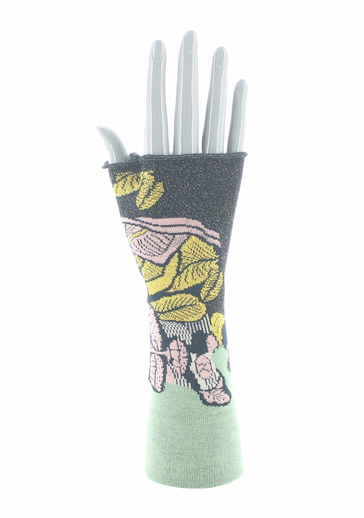 Mitaines femme Berthe Feuilles d’Or MARINE/VERT