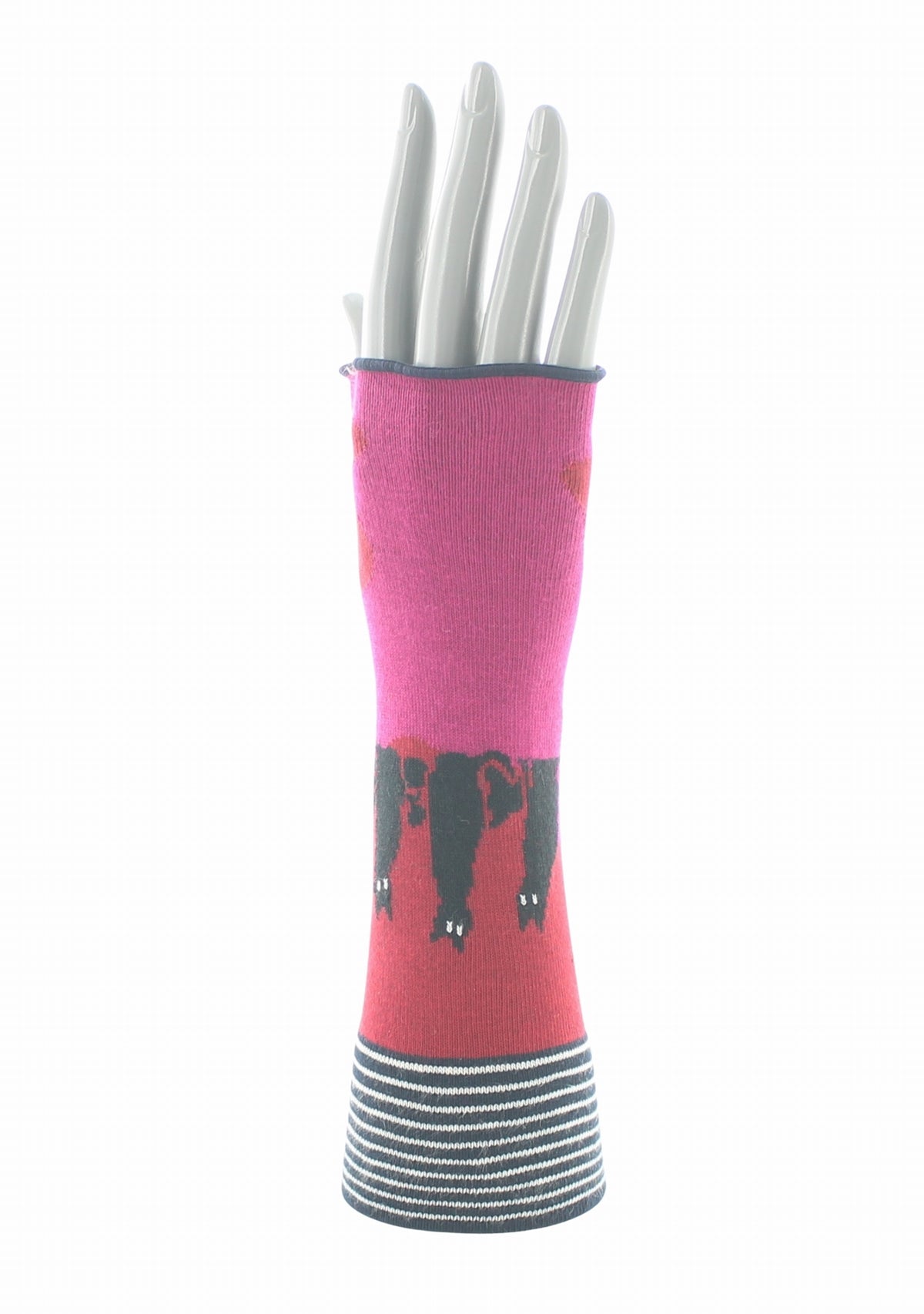 Mitaines femme coton Berthe Chats ROUGE/ROSE