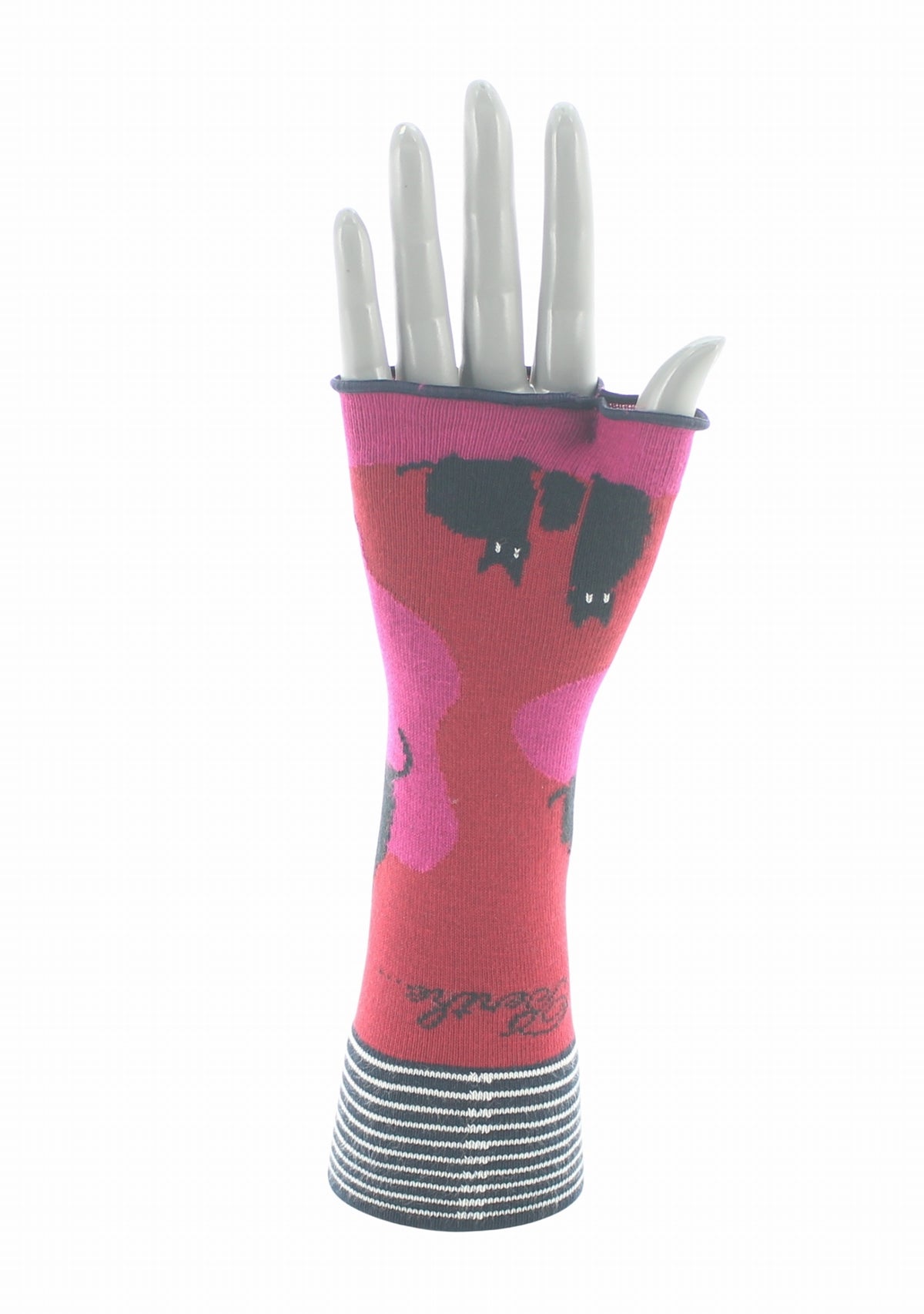 Mitaines femme coton Berthe Chats ROUGE/ROSE
