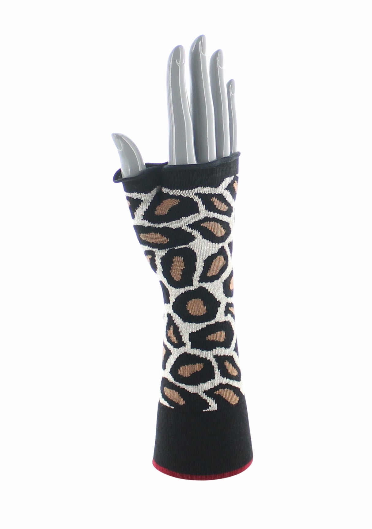 Mitaines femme coton Berthe Léopard NOIR