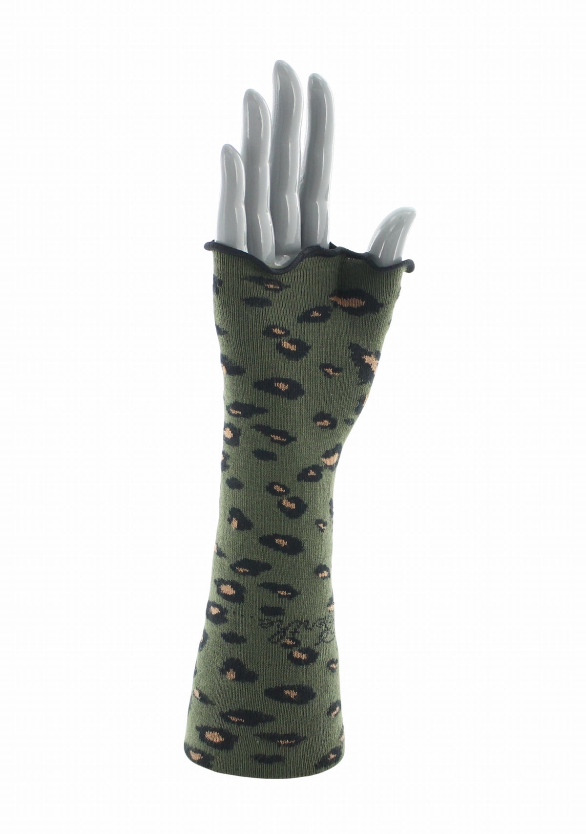 Mitaines femme coton motif Léopard Kaki | Berthe Aux Grands Pieds KAKI