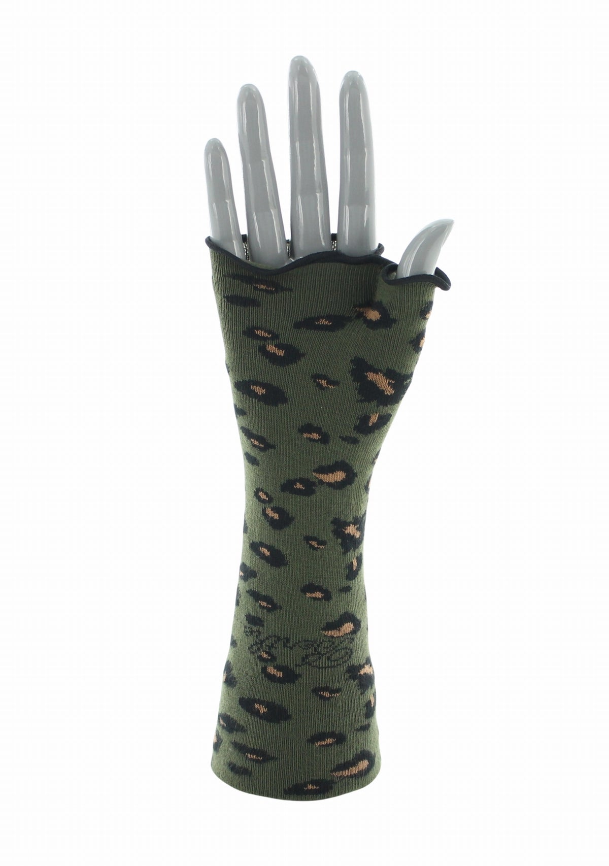 Mitaines femme coton motif Léopard Kaki | Berthe Aux Grands Pieds KAKI