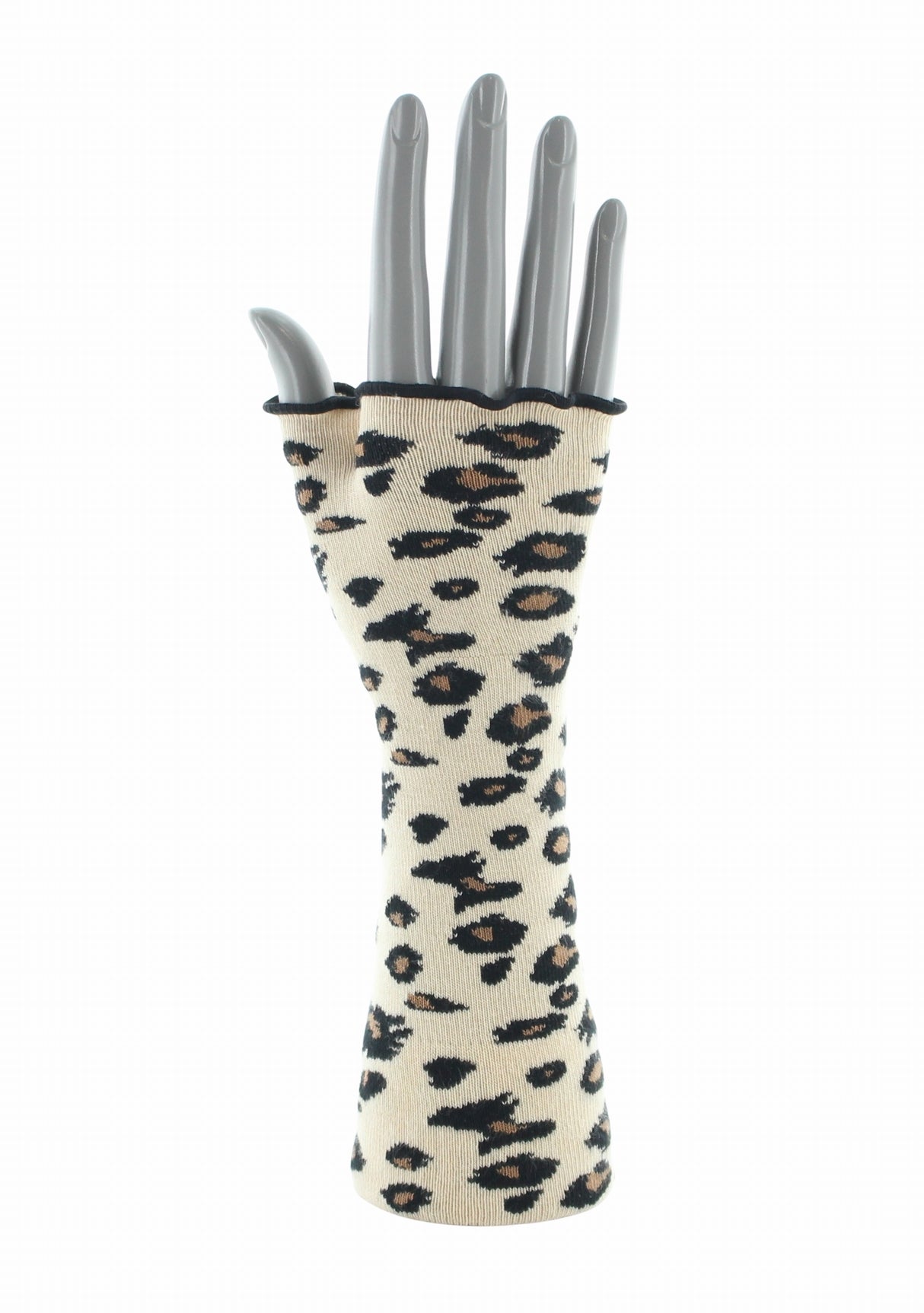 Mitaines femme coton motif Léopard Écru | Berthe Aux Grands Pieds ECRU