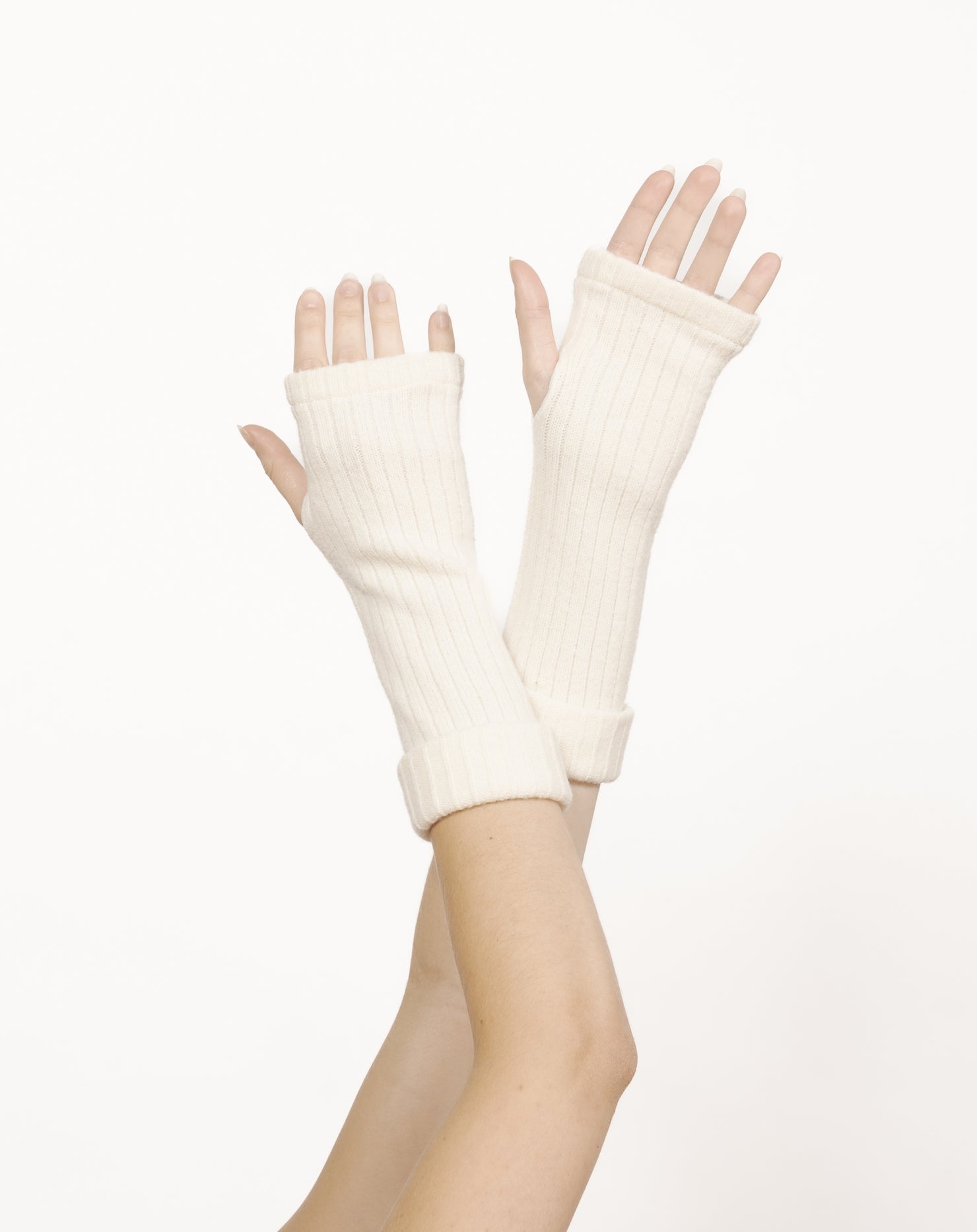 Paire De Mitaines Femme/fille, Tricotées, Chaudes, Fausse Fourrure, Blanc écru