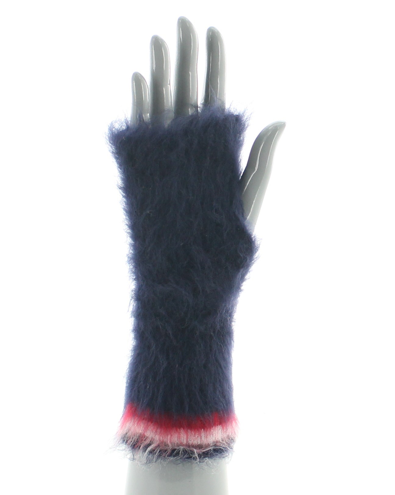 Mitaines femme laine grattée marine BLEU MARINE