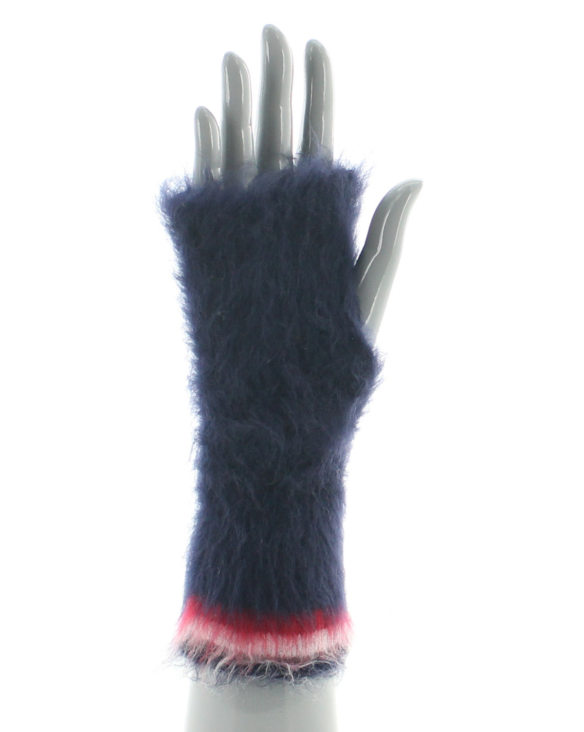 Mitaines femme laine grattée marine BLEU MARINE