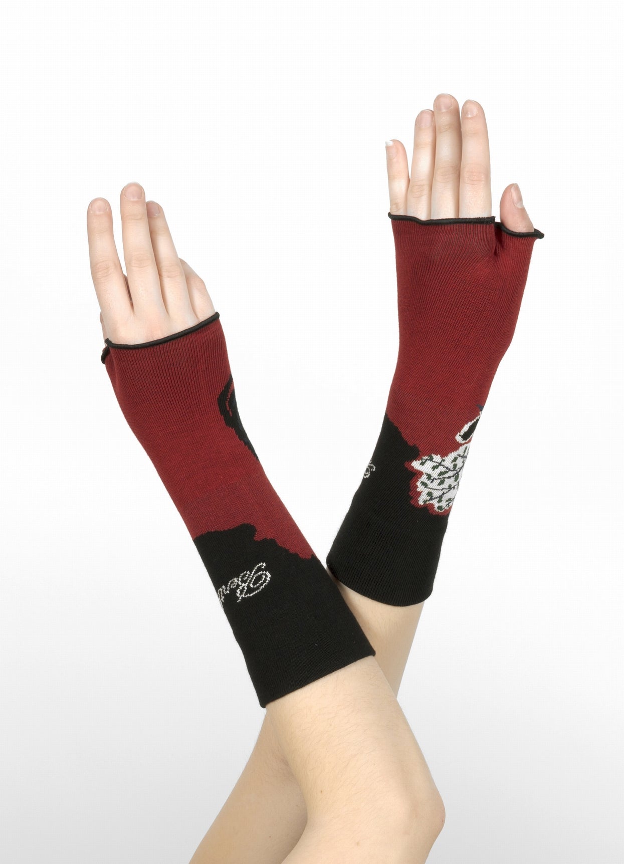 Mitaines le Chat et l'Oiseau NOIR/ROUGE