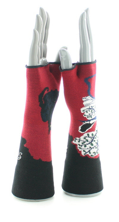 Mitaines le Chat et l'Oiseau NOIR/ROUGE