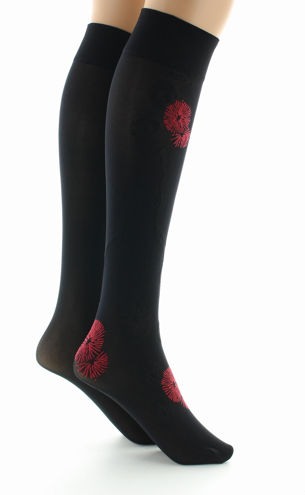 Pack 2 paires Mi-bas Feu d'Artifice rouge et noir ROUGE FOND NOIR