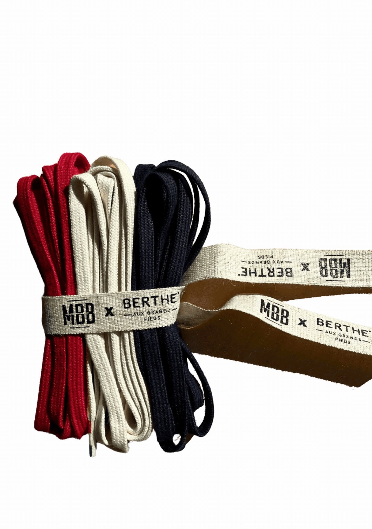Pack de 3 paires de lacets Berthe (Rouge, Marine, Blanc) BLEU/BLANC/ROUGE