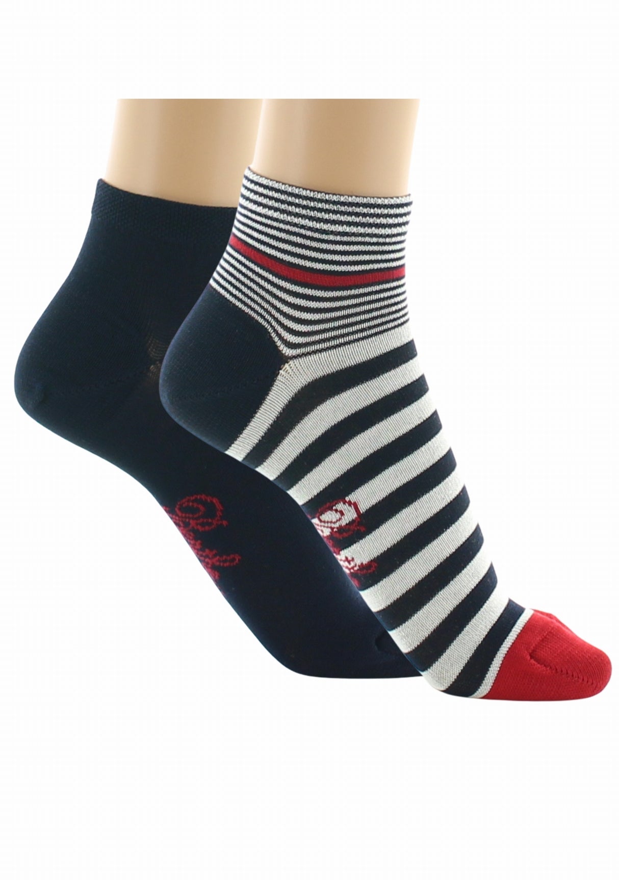PACK de Socquettes unies marines et rayées MARINE-ECRU