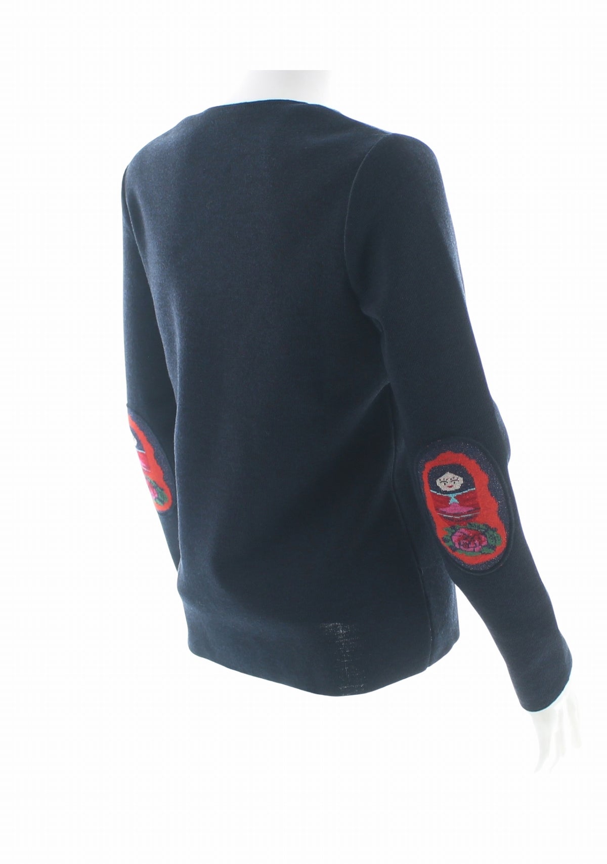 Pull col V femme marine à coudières Poupée Russe MARINE