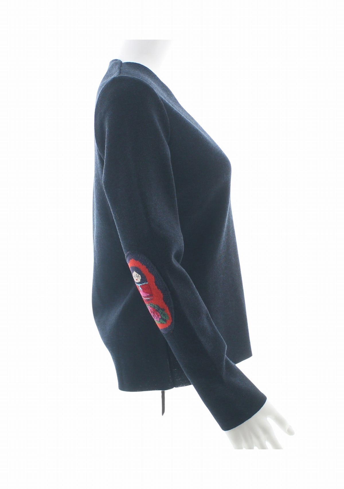 Pull col V femme marine à coudières Poupée Russe MARINE