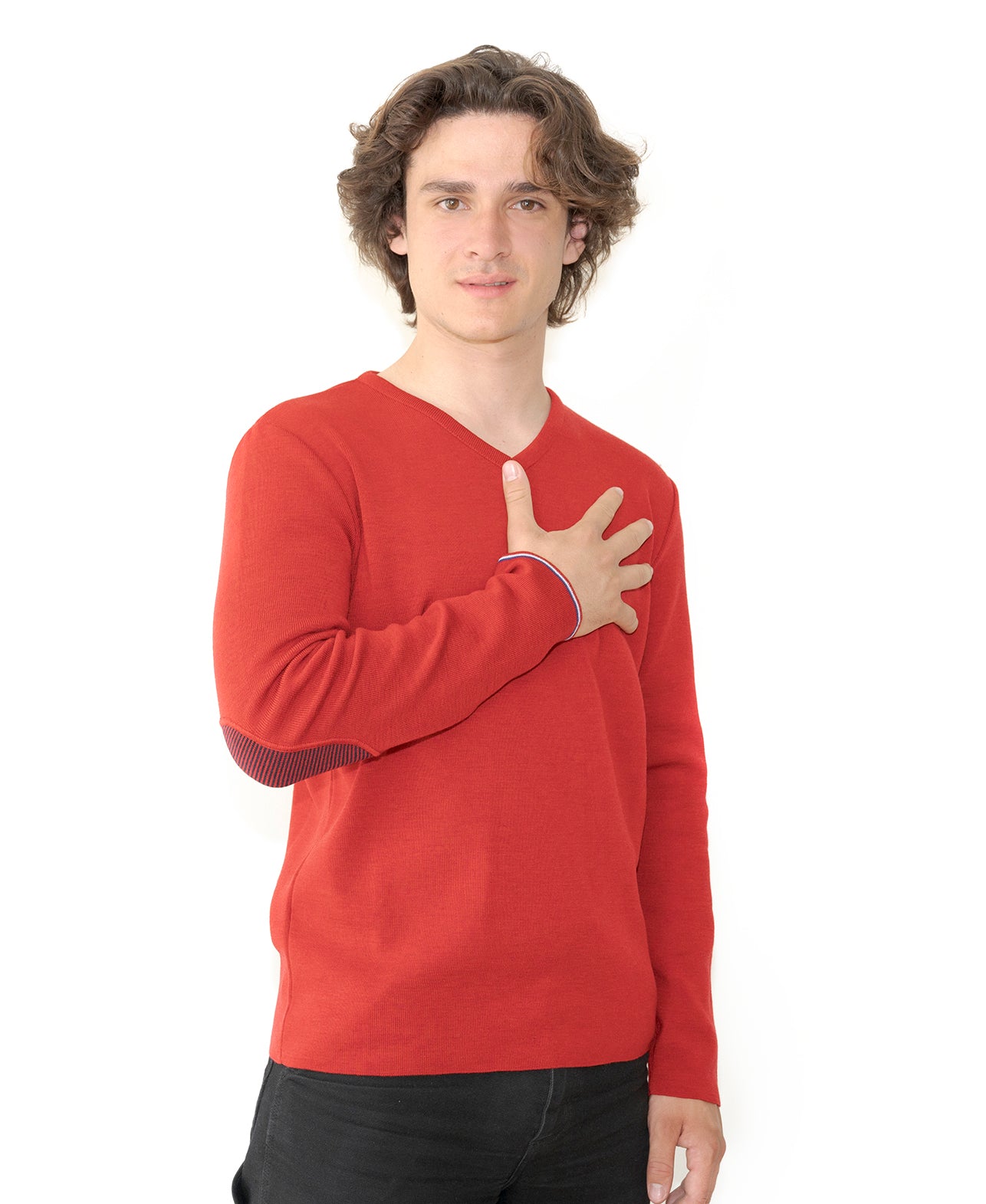 Chemise Deux Pièces à Revers Rayé Pour Homme – Fausse Chemise à Col V, Manches Longues, Pour Automne/Hiver, Style Décontracté
