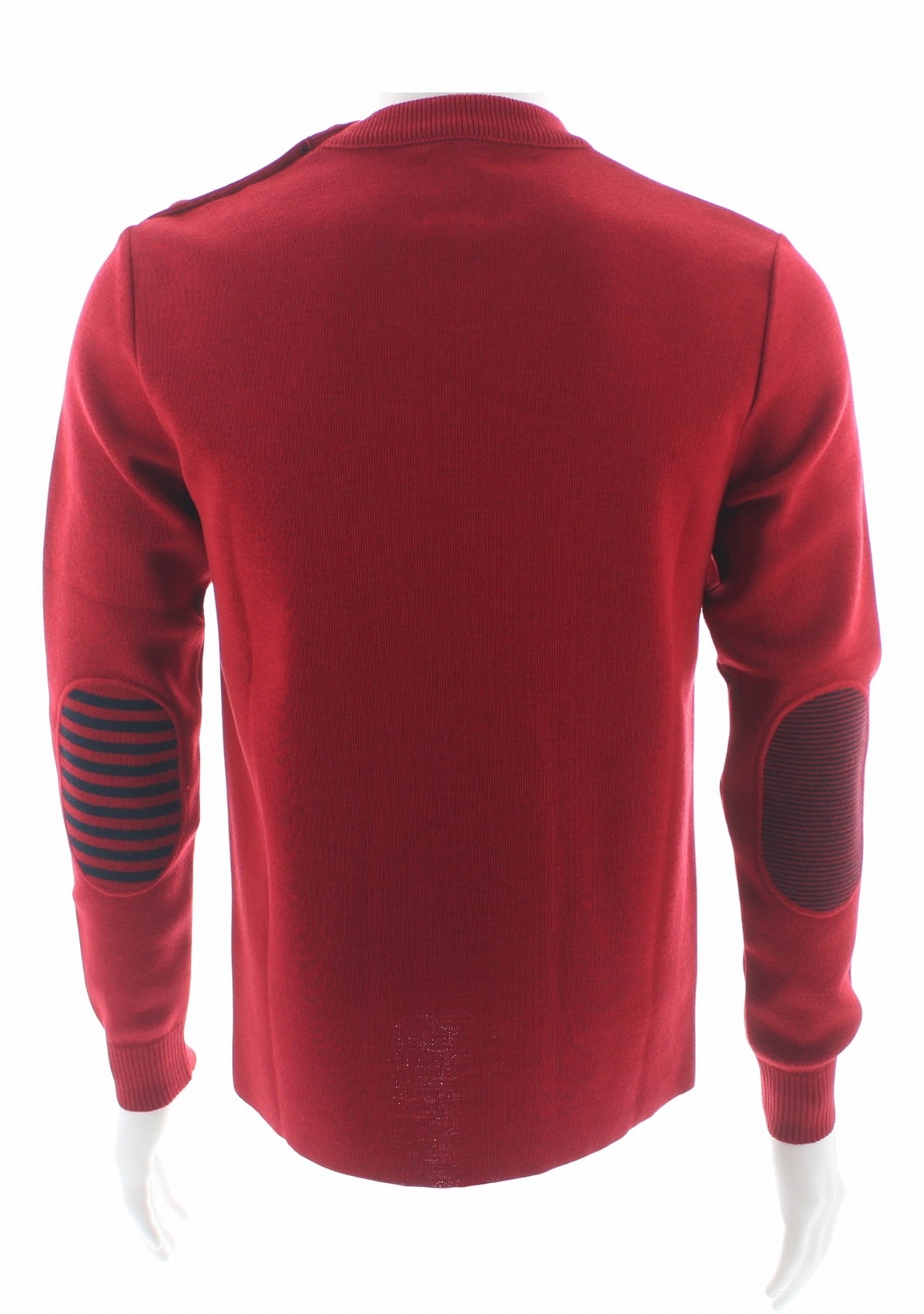 Pull marin col rond homme rouge à coudières asymétriques marine/rouge ROUGE