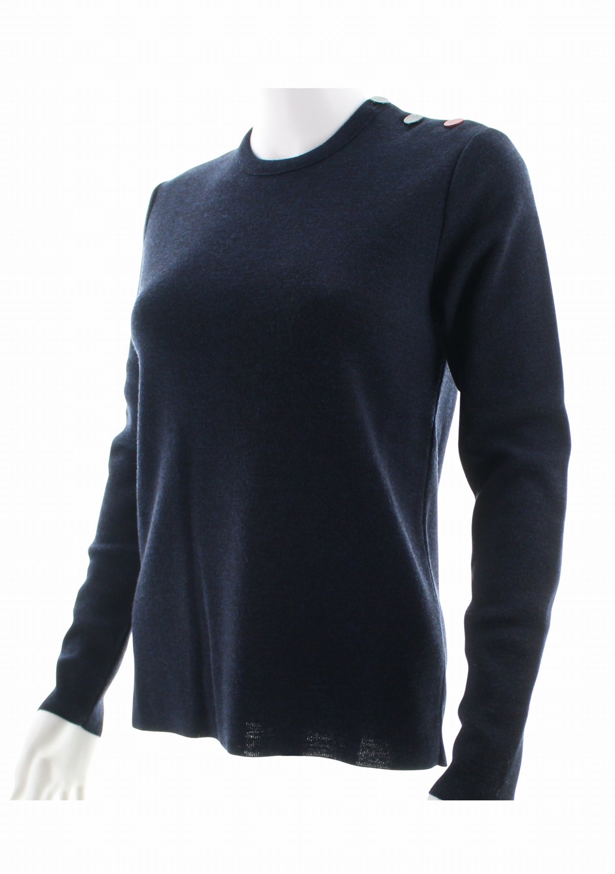 Pull marin femme col rond Berthe à coudières Pivoines MARINE