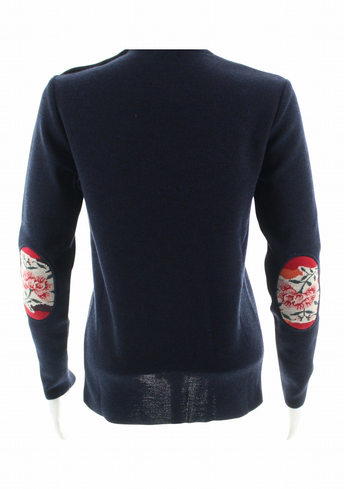 Pull marin femme col rond Berthe à coudières Pivoines MARINE