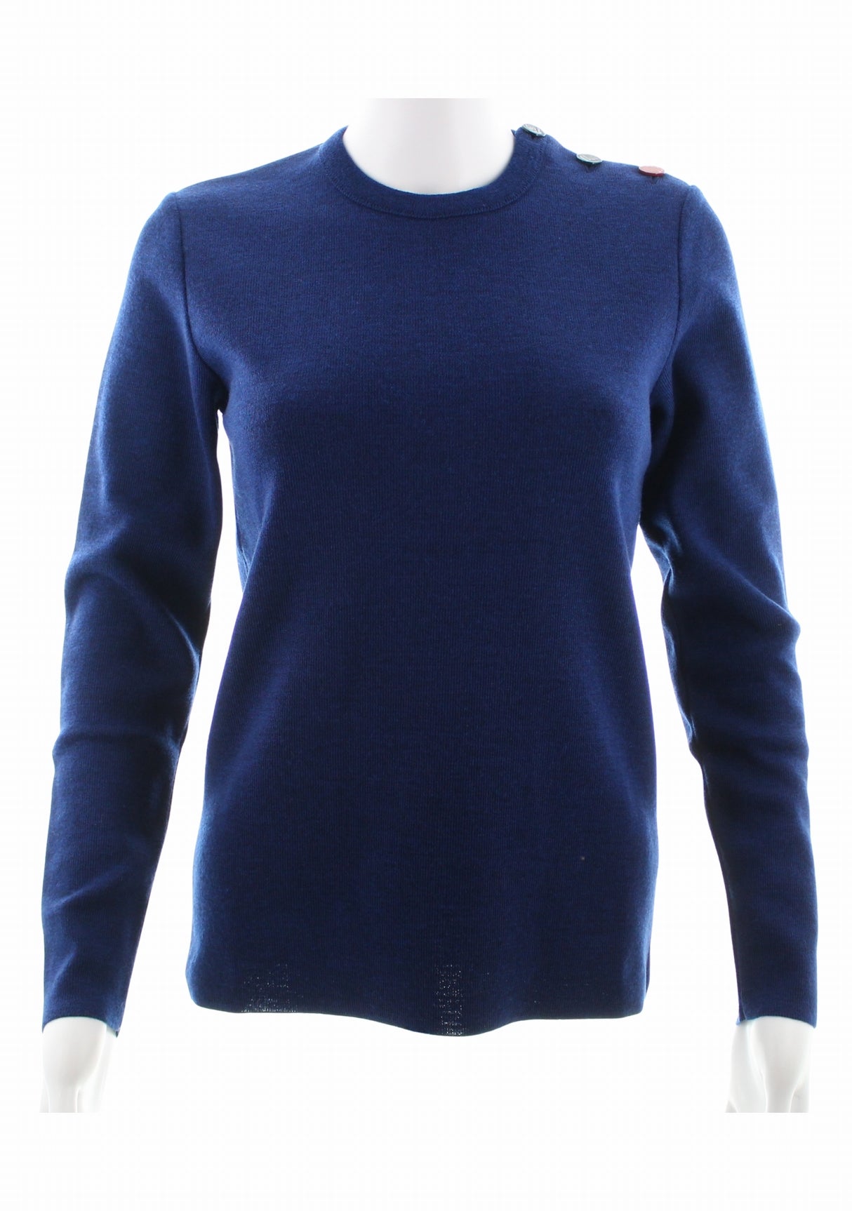 Pull marin femme col rond Berthe Bleu royal Fleurs de rose BLEU ROYAL