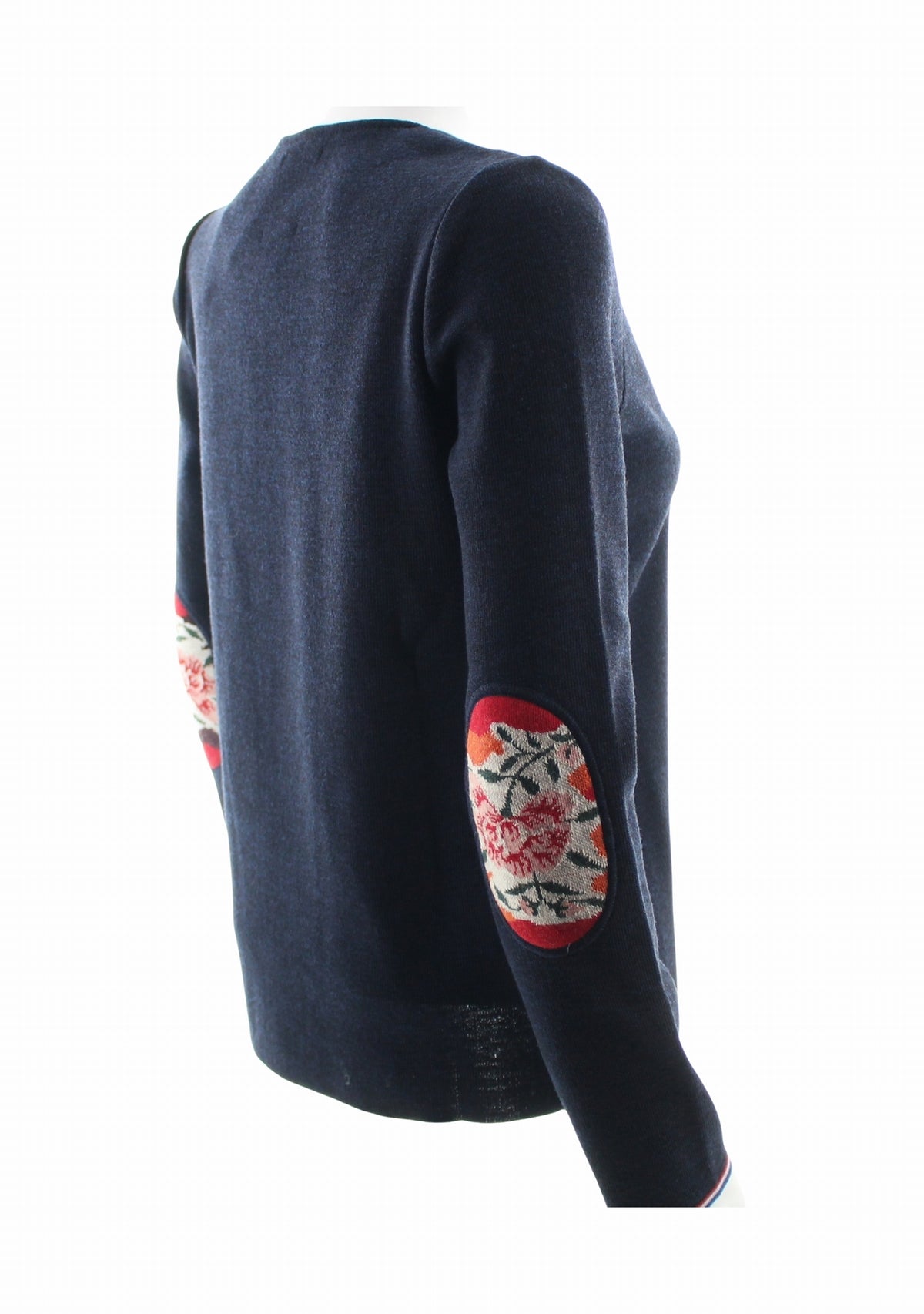 Pull marin femme col V Berthe Marine à coudières Pivoines MARINE