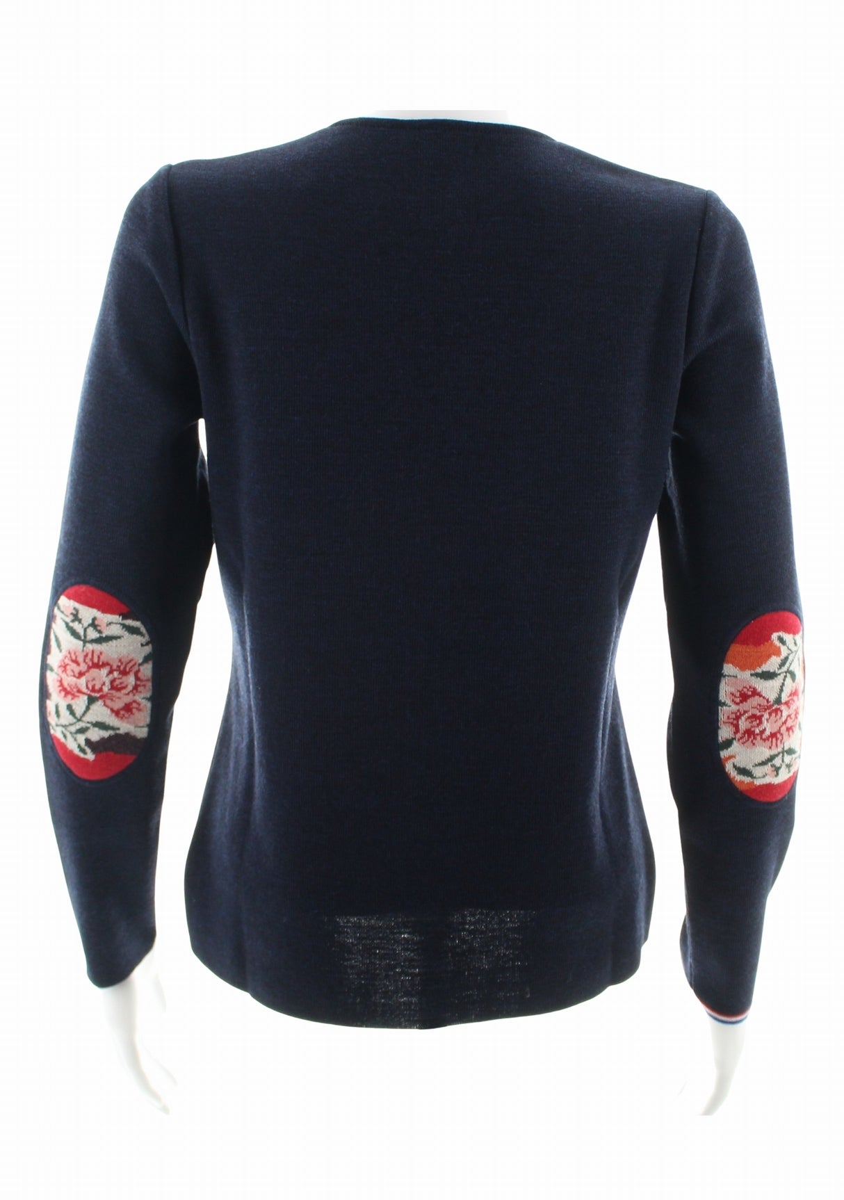 Pull marin femme col V Berthe Marine à coudières Pivoines MARINE