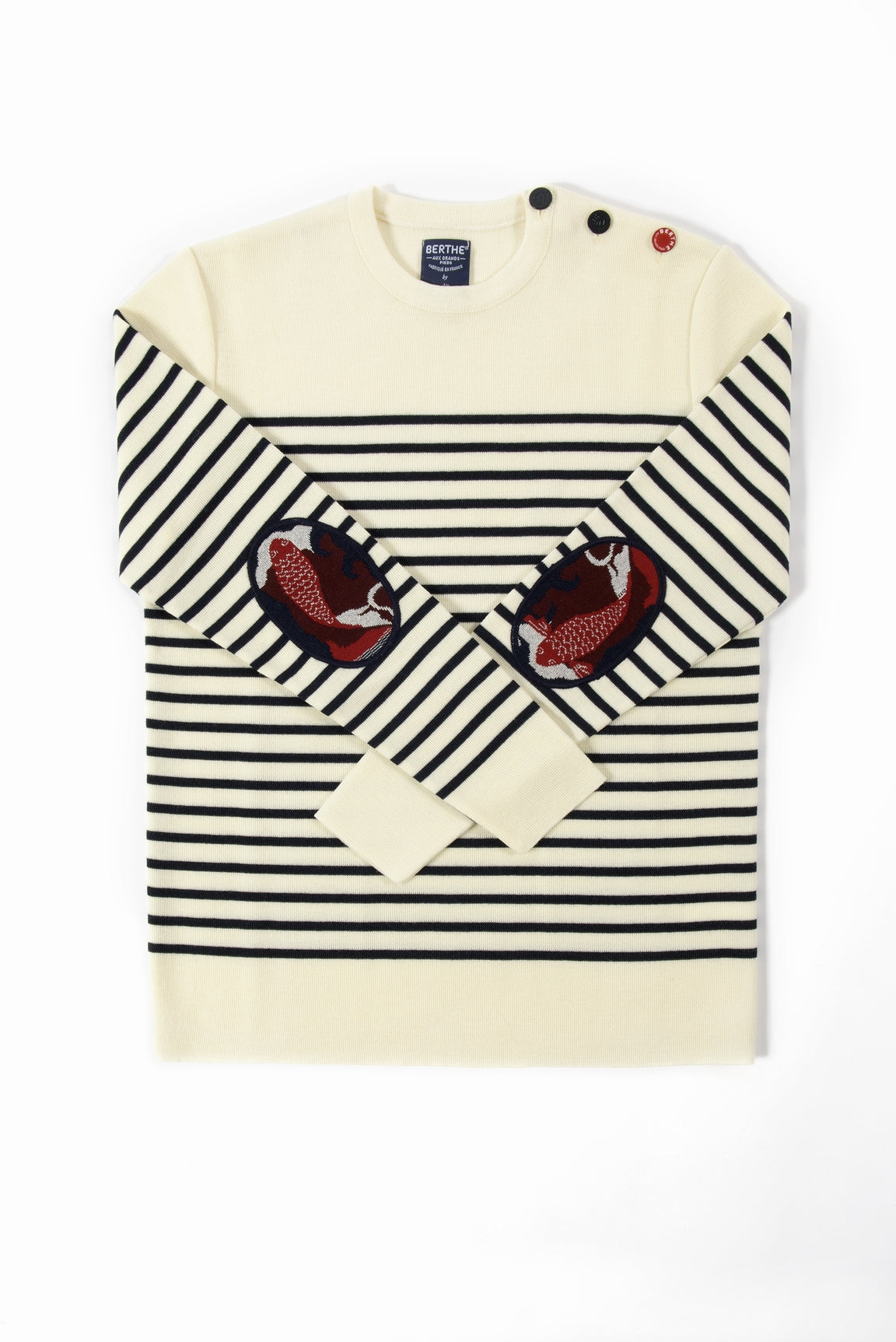 Pull marin Femme rayé Carpe MARINE-ECRU