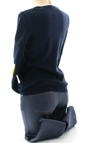 Pull marin Femme Soleil col V MARINE