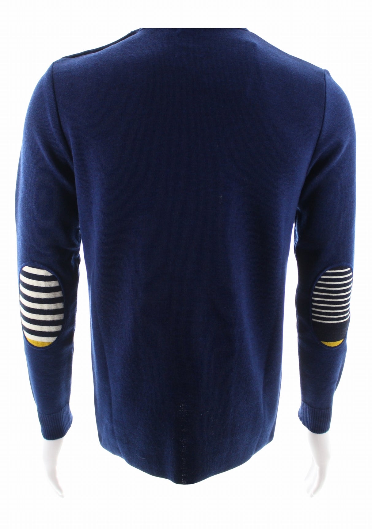 Pull marin homme col rond Berthe Bleu royal à coudières asymétriques marine/jaune BLEU ROYAL