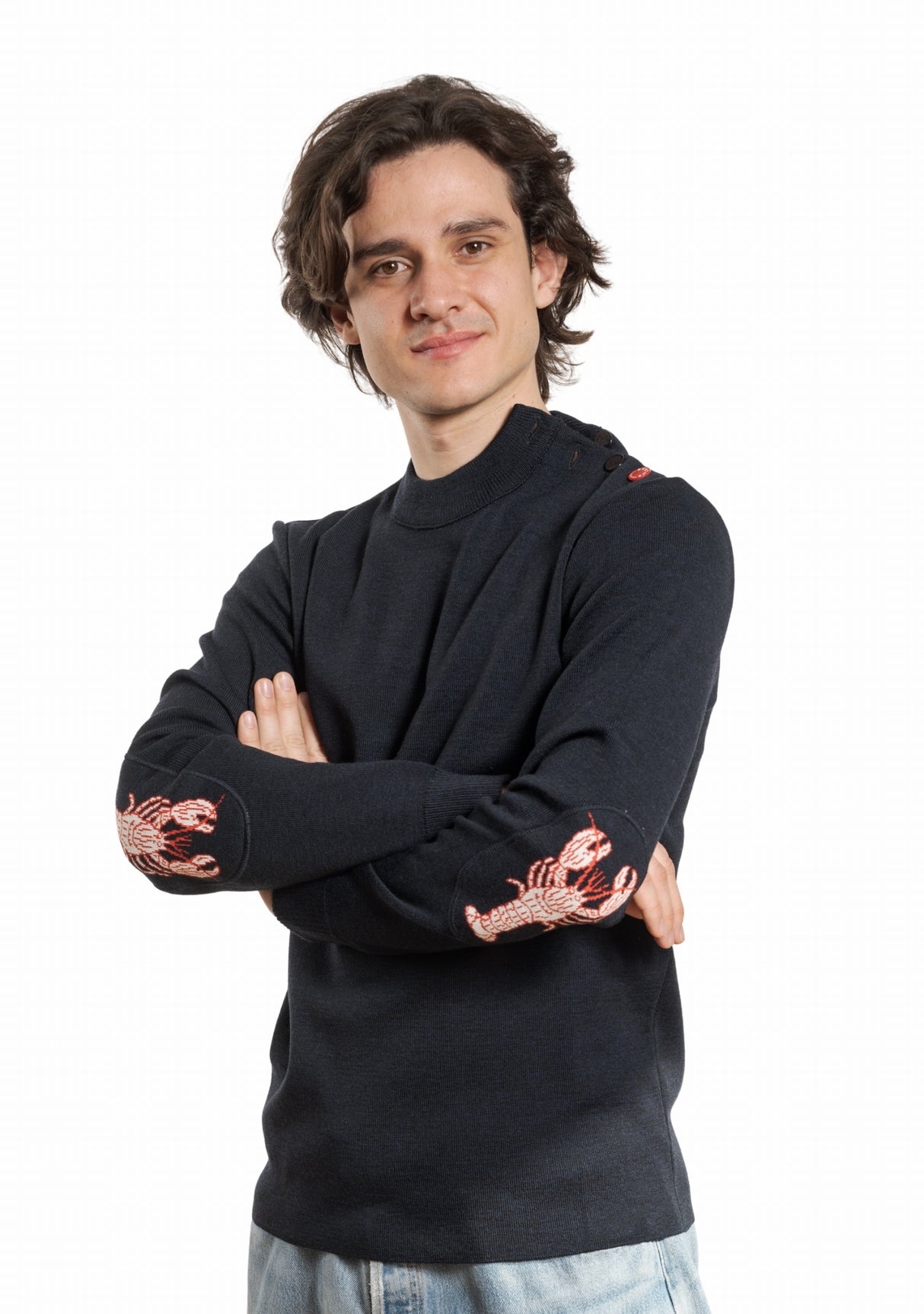 Pull marin homme col rond Berthe Homard MARINE