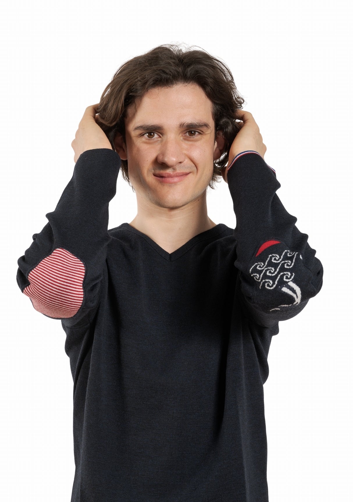 Pull marin homme col V Berthe La Baleine MARINE
