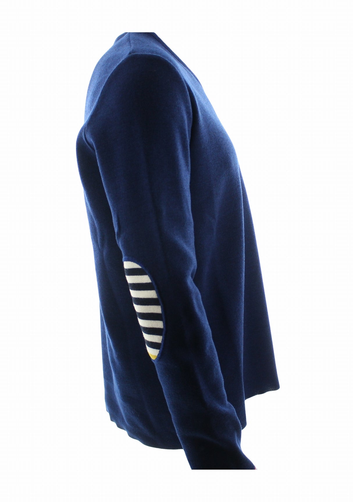 Pull marin homme col V Berthe Bleu royal uni à coudières asymétriques Marine/Jaune BLEU ROYAL