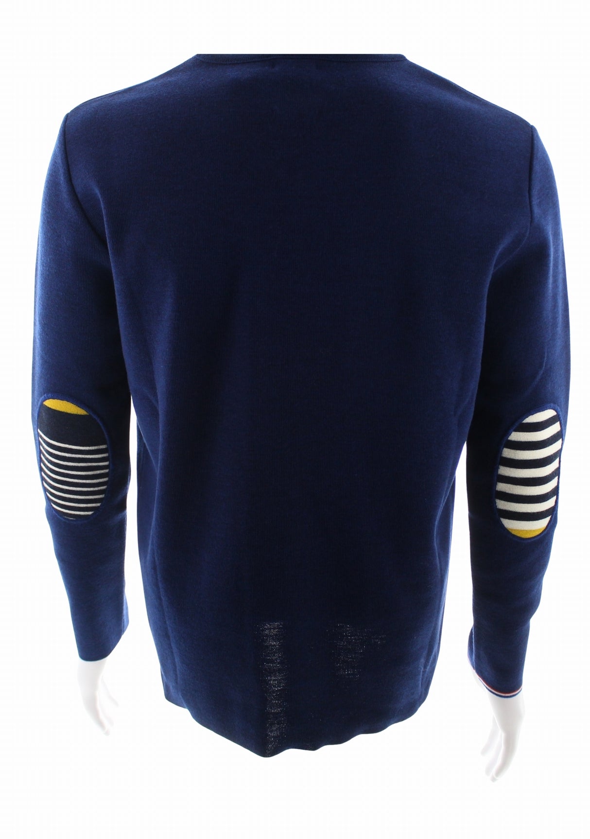 Pull marin homme col V Berthe Bleu royal uni à coudières asymétriques Marine/Jaune BLEU ROYAL