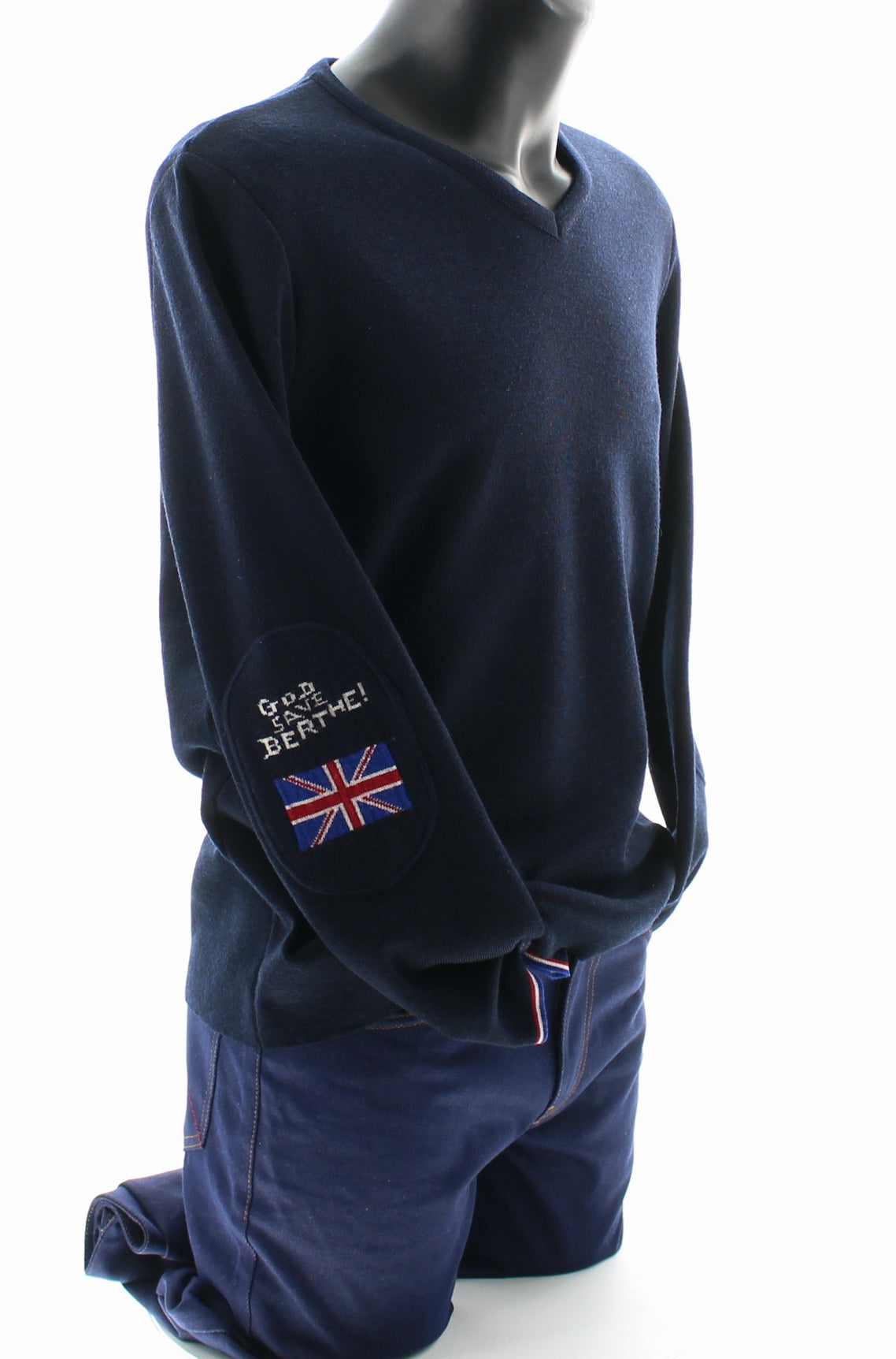 Pull marin Homme God Save Berthe col V MARINE