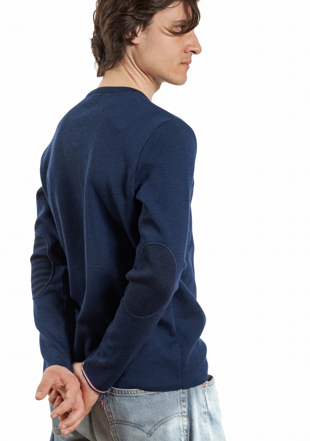 Pull marin Homme Rayures Asymétriques Bleu Royal Col V BLEU ROYAL