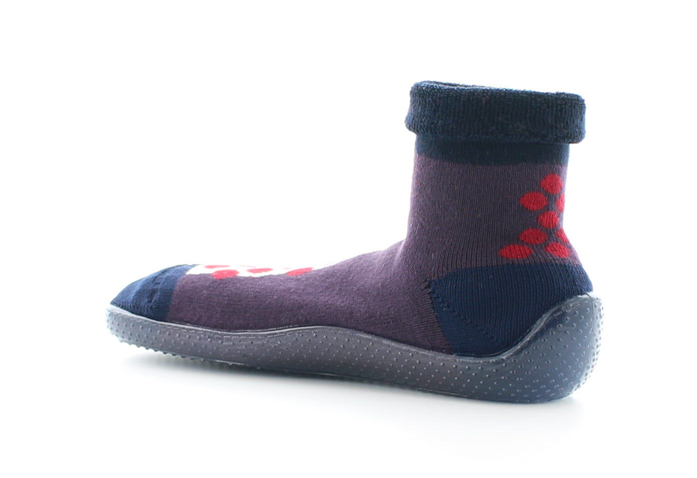 Shoes Pois Rouges - LE Chausson Chaussette ! RAISIN-MARINE