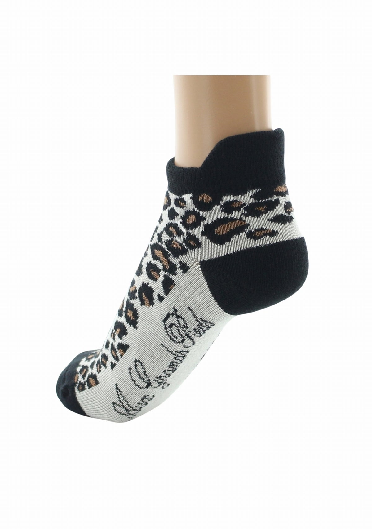 Socquettes coton femme Berthe Aux Grands Pieds léopard ECRU