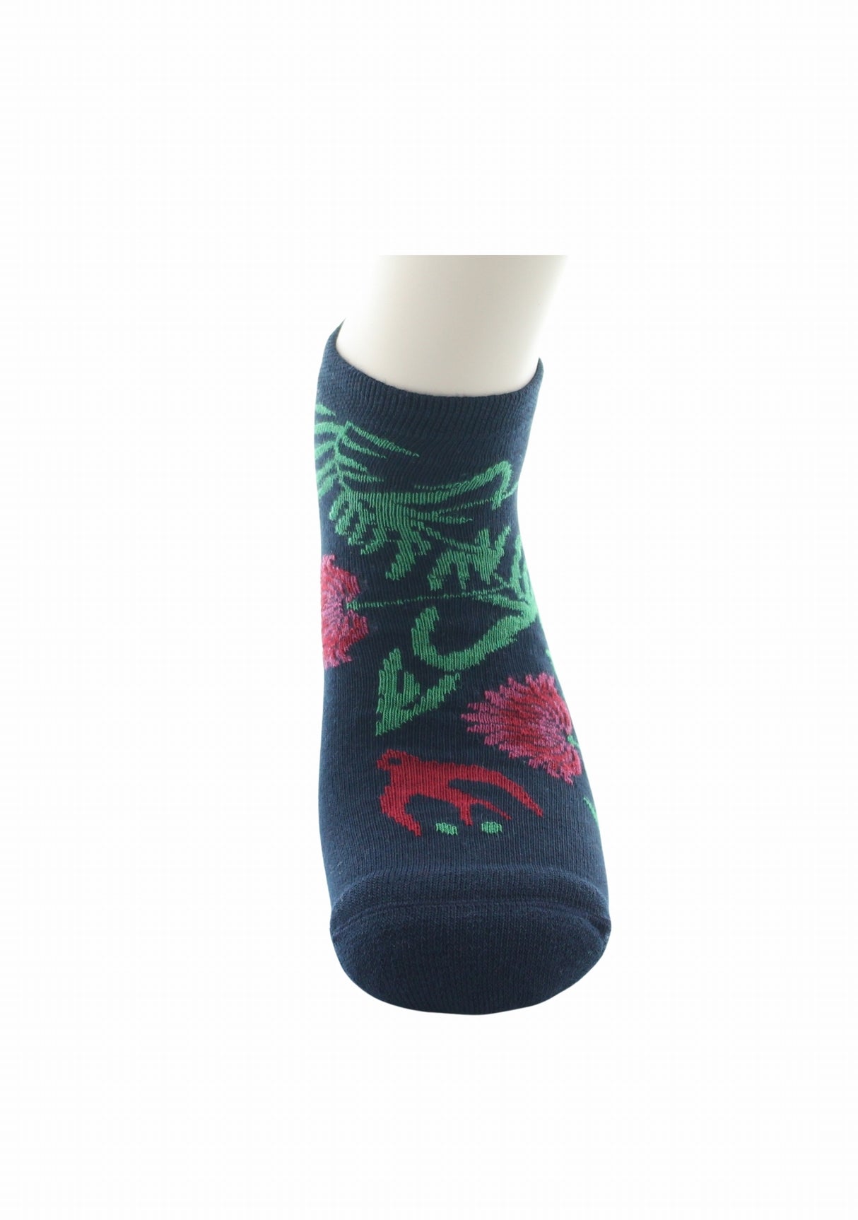 Socquettes coton homme Berthe Aux Grands Pieds fleurs et hirondelle marine MARINE