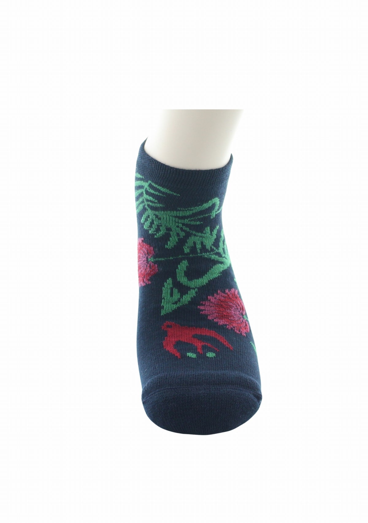Socquettes coton homme Berthe Aux Grands Pieds fleurs et hirondelle marine MARINE