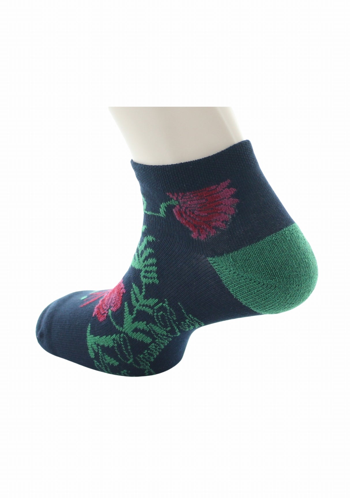 Socquettes coton homme Berthe Aux Grands Pieds fleurs et hirondelle marine MARINE