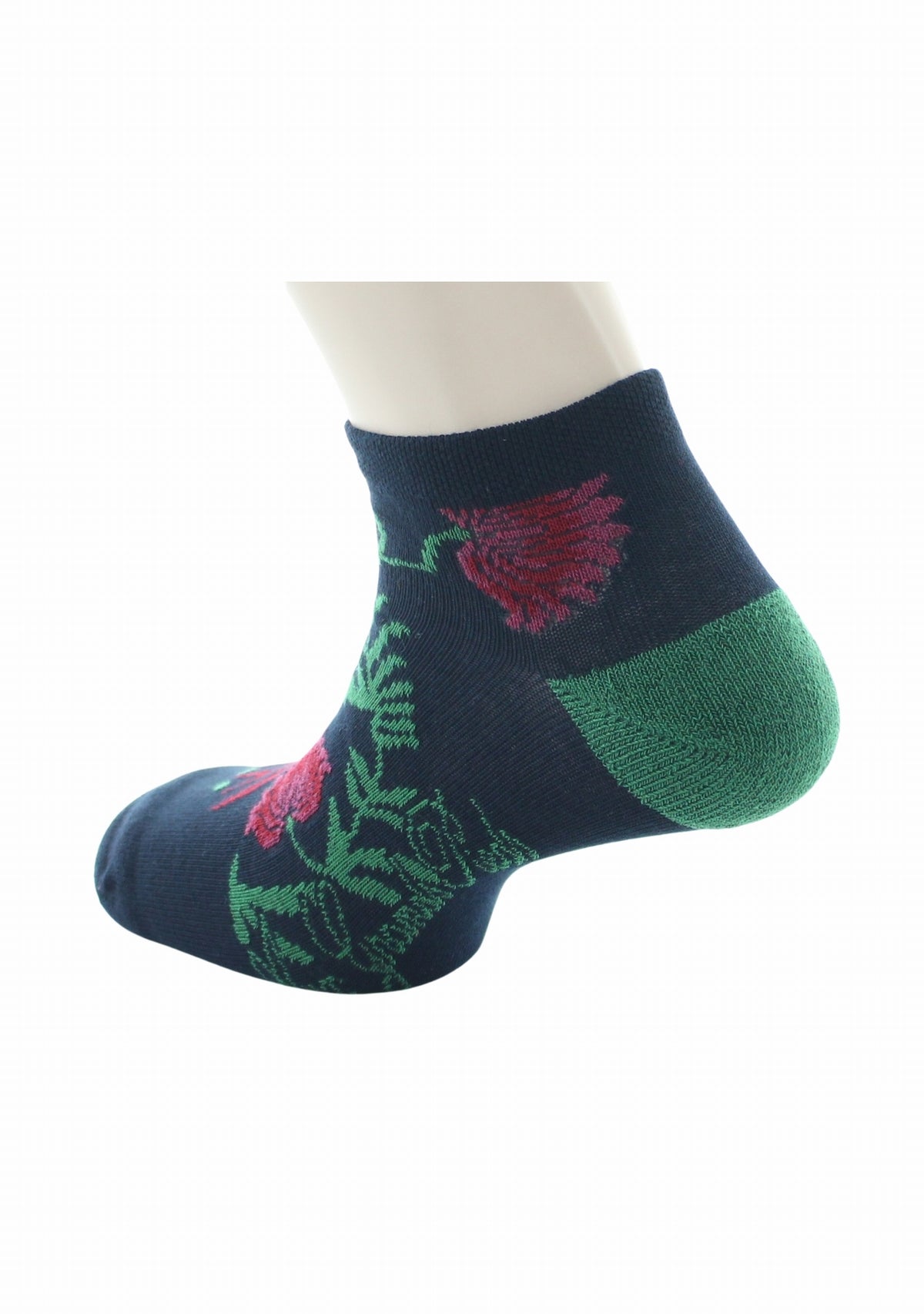 Socquettes coton homme Berthe Aux Grands Pieds fleurs et hirondelle marine MARINE