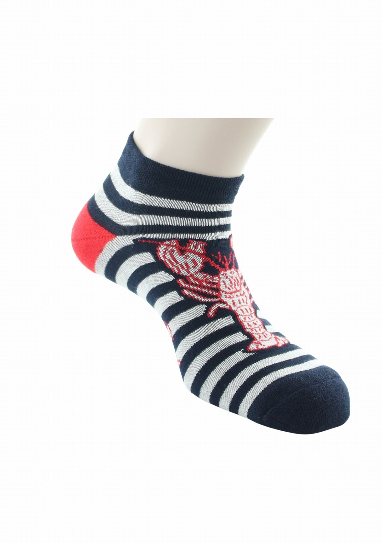 Socquettes coton homme Berthe Aux Grands Pieds homard rayures marine MARINE