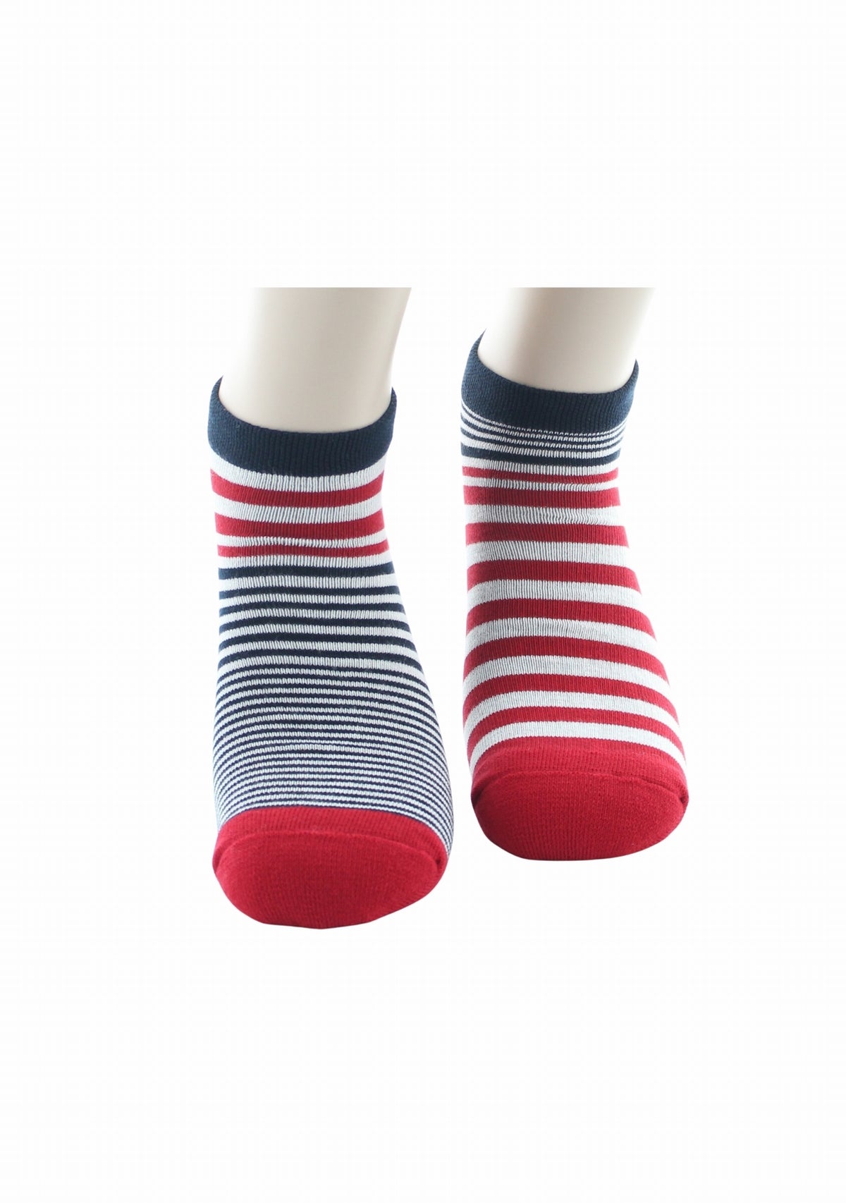 Socquettes coton homme Berthe Aux Grands Pieds rayures asymétriques sport MARINE