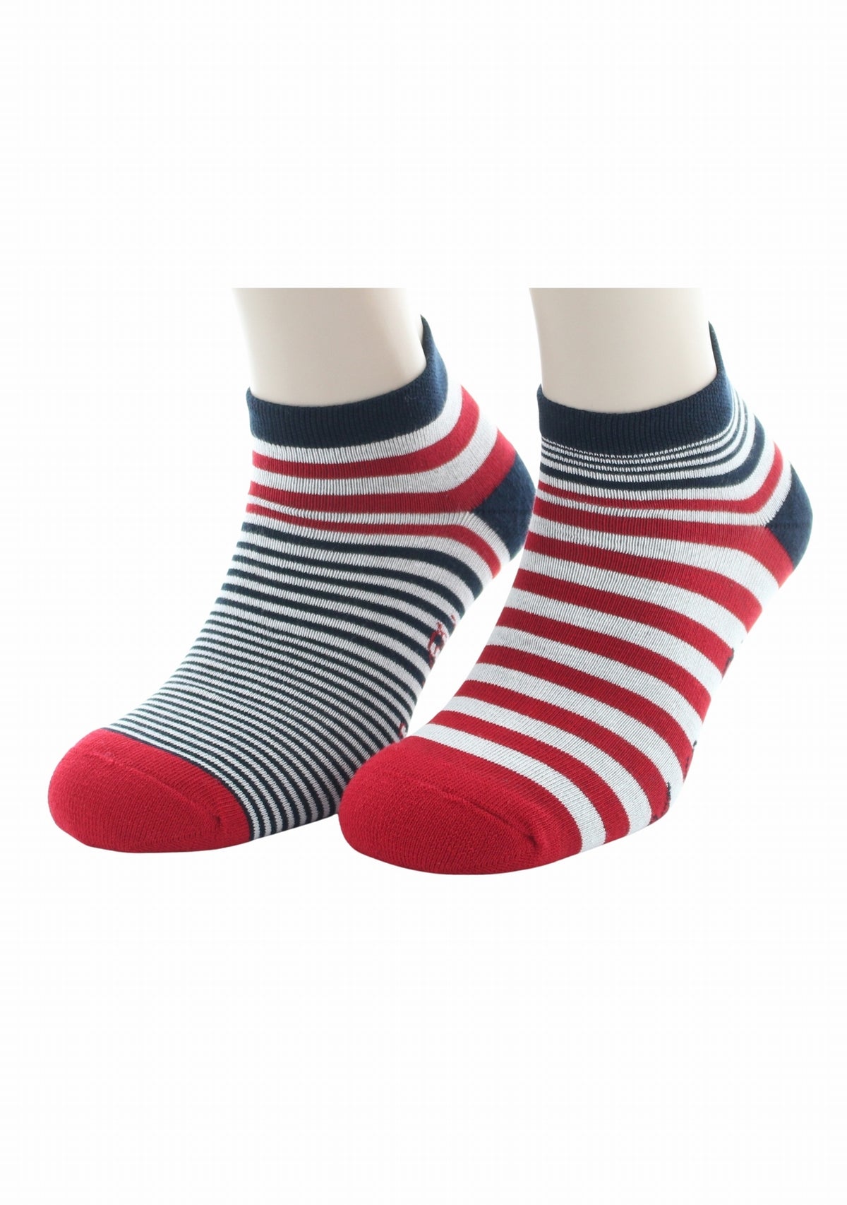 Socquettes coton homme Berthe Aux Grands Pieds rayures asymétriques sport MARINE