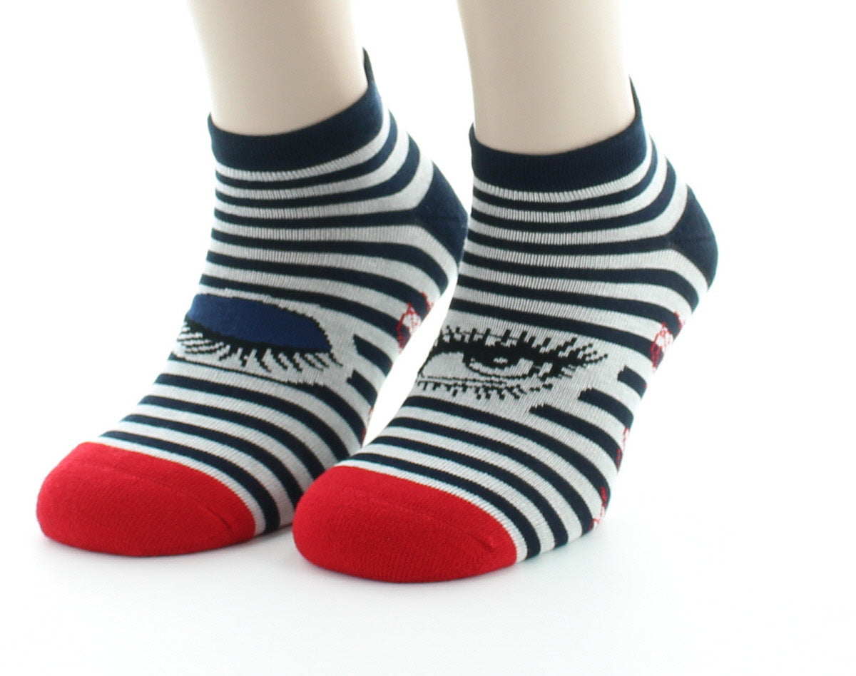 Socquettes de sport Clin d'Oeil MARINE-ECRU