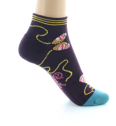 Socquettes de sport Femme Papillons PRUNE