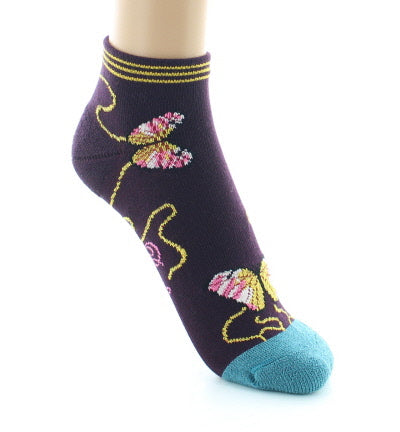 Socquettes de sport Femme Papillons PRUNE