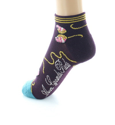 Socquettes de sport Femme Papillons PRUNE